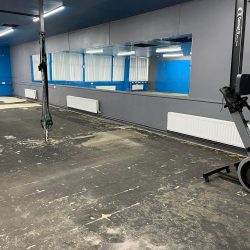 Floor prep of a gym in Consett