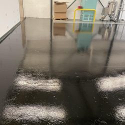 Subfloor preparation in a warehouse in Consett