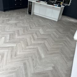 Grey herringbone LVT kitchen floor in Consett