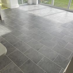 Grey LVT tile effect flooring by MAD Flooring Solutions